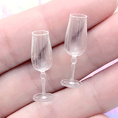 Miniature Champagne Glass | Doll House Wine Glasses | Dollhouse Drinkware | Tiny Plastic Glasses | Doll Drink Making (2 pcs / Clear / 8mm x 24mm)