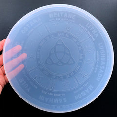 Triquetra Wheel of the Year Zodiac Board Silicone Mold for Resin Craft | Wiccan Calendar Mould | Witch Altar Decoration (24cm)