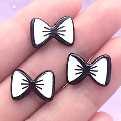 Small Bow Acrylic Cabochon | Decoden Embellishments | Hair Bow Center | Kawaii Jewellery Supplies (3 pcs / White / 15mm x 11mm)