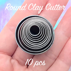 Round Polymer Clay Cutter (Set of 10 pcs) | Stainless Steel Circle Cutting Tool for Clay Craft | Miniature Cake Donut Macaron Making