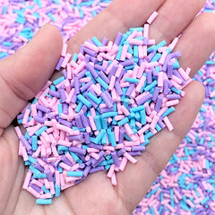 Faux Chocolate Sprinkles in Pastel Color | Polymer Clay Cupcake Toppings in Actual Size | Fake Food Embellishment (Purple Pink Blue / 5 grams)