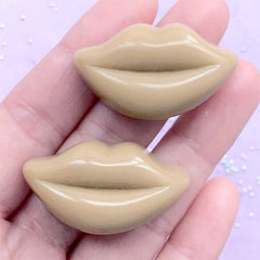 CLEARANCE Chocolate Lip Cabochon | Realistic Candy Embellishments | Sweets Decoden | Kawaii Phone Case Deco (2 pcs / Light Brown / 38mm x 20mm)