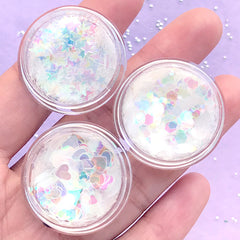 Iridescent Clear Star Heart and Hexagon Glitter Mix | Holographic Rainbow Confetti | Aurora Borealis Flakes (Set of 3)