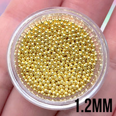 1.2mm Gold Nail Caviar Beads | High Quality Metal Microbeads | Mini Beads | Miniature Dragee Toppings | Dollhouse Confectionery (10g)