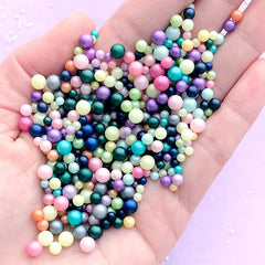 Matte Round Pearl Assortment in 3mm 4mm 5mm | Faux Pearls with No Hole (20 grams / Colorful Mix / 800 to 1000 pcs)