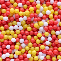 Dollhouse Gumball | Miniature Bubblegum | Faux Sugar Pearl Sprinkles | Fake Dragee Toppings | Mini Food DIY (Orange Yellow White / 7g)