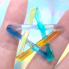 Colorful Star Resin Cabochon | Kawaii Embellishment | Cute Jewelry Making (1 piece / 42mm x 40mm)