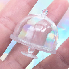 Dollhouse Miniature Cake Stand with Dome Cover | Doll Food DIY | Miniature Sweets Making (1 piece / Clear / 33mm x 33mm)