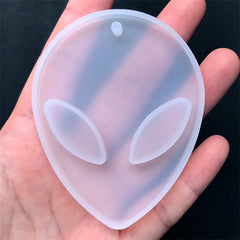 Big Alien Head Silicone Mold | Sci Fi Cabochon Mould | Extraterrestrial Pendant DIY | Kawaii Decoden Supplies (57mm x 73mm)