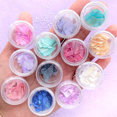 Iridescent Seashell Flakes Assortment | Aura Sea Shell Flake | AB Nail Art Supplies | Colorful Resin Fillers (Set of 12)