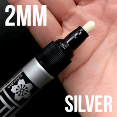 Sakura Pen-Touch Oil Based Paint Marker | Permanent Marker in Metallic Silver Color (2mm / Silver)