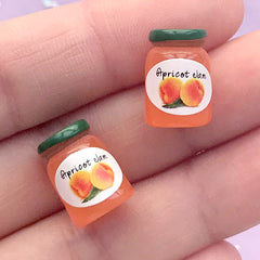 Dollhouse Apricot Jam Bottle Cabochons | 3D Miniature Fruit Jar in 1:6 Scale | Doll Food Supplies | Kawaii Mini Food Craft (2 pcs / 10mm x 14mm / Orange)