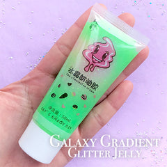 Rainbow Decoden Whip Cream | Galaxy Gradient Jelly Whipped Cream | Glittery Deco Cream | Kawaii Phone Decoratoin (50ml / Translucent Green)