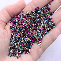 Colorful Crushed Stones | Metallic Glass Stone Glitter Flakes | Bling Bling Resin Fillers | Resin Art Supplies (Mixed Colors / 10 grams)