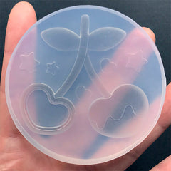 Heart Cherry Shaker Silicone Mold | Kawaii Fruit Mould | Decoden Cabochon Making | Cute Resin Art Supplies
