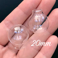 20mm Glass Globe Bubble | Hollow Glass Orb Necklace DIY | Glass Vial Pendant Making (2 pcs / 20mm x 23mm)