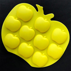 Apple Silicone Mold (10 Cavity) | Fruit Flexible Mold | Epoxy Resin Cabochon Mold | Decoden Supplies | Food Safe Mould (37mm x 33mm)