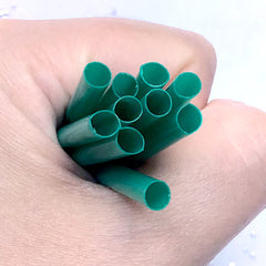 Small Green Straw for Doll Food Craft | Miniature Drink DIY | Doll House Frappa Coffee Making (10 pcs / 45mm / Green)