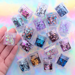 Chunky Hexagon Glitter Assortment in Various Sizes (Set of 18) | Iridescent Confetti for Nail Decoration | Resin Art Supplies