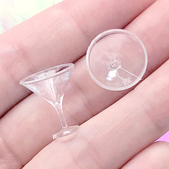 Dollhouse Martini Glass | Miniature Cocktail Glasses | Doll House Drinkware | Tiny Plastic Cups | Mini Food Craft (2 pcs / Clear / 14mm x 16mm)