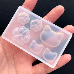 Cat and Paw Silicone Mold (6 Cavity) | Kitty Mold | Kitten Mold | Animal Mould | Resin Cabochon Mold | Kawaii Resin Craft Supplies