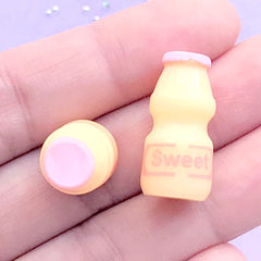 CLEARANCE 3D Dollhouse Milk Bottle in 1:6 Scale | Doll House Beverage Drink | Kawaii Miniature Groceries (2 pcs / Pink Sweet / 11mm x 23mm)