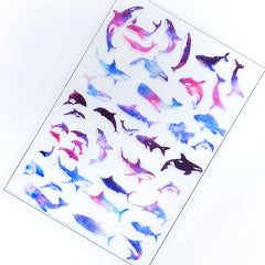 Galaxy Gradient Marine Life Clear Film Sheet for Resin Art | Ocean Sea Whale Fish Embellishments for UV Resin Craft