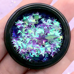 Aurora Borealis Star Confetti | Iridescent Glitter Flakes | Kawaii Embellishments | Resin Craft Supplies (AB Purple)