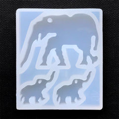 Elephant Family Silicone Mold (3 Cavity) | Animal Pendant DIY | Clear Mould for UV Resin Jewelry Making | Epoxy Resin Crafts