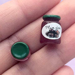 Miniature Plum Jam Cabochons | 3D Dollhouse Jar Bottle in 1:6 Scale | Mini Doll Food Craft Supplies (2 pcs / 10mm x 14mm / Purple)