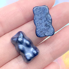 Bear Shaped Gummy Candy Cabochons in Pearlescent Color | Fake Food Jewellery DIY | Kawaii Decoden Supplies (2 pcs / Blue / 11mm x 19mm)