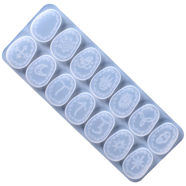 Witch's Runes Stones Silicone Mold for Resin Art (14 Cavity) | Carved ...