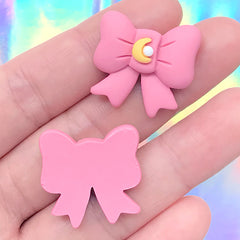Magical Girl Ribbon Cabochons | Kawaii Decoden Embellishments | Mahou Kei Accessories DIY (3 pcs / Dark Pink / 23mm x 23mm)