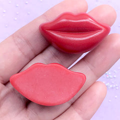 CLEARANCE Red Hot Lip Chocolate Cabochon | Fake Food Embellishments | Kawaii Sweet Decoden | Phone Case Decoration (2 pcs / Red / 38mm x 20mm)