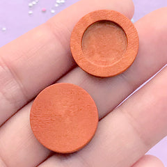12mm Round Wooden Tray | Wood Cameo Setting | Wood Bezel for UV Resin Filling | Resin Jewelry DIY (5 pcs / 12mm / Orange Brown)