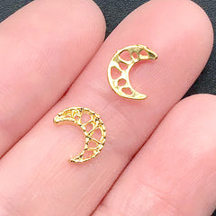 Tiny Filigree Moon Metal Embellishment for Nail Decoration | Kawaii Resin Inclusion | Resin Jewellery DIY Supplies (6 pcs / 7mm x 8mm)