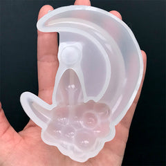 Magical Moon Cat Silicone Mold | Kawaii Kitty Sitting on the Cloud Mould | Resin Art Supplies (66mm x 95mm)