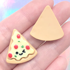 Pizza Resin Cabochon | Doll Food Supplies | Kawaii Decoden | Miniature Sweet Deco (3 pcs / 23mm x 49mm)