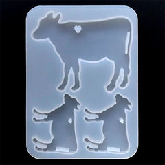 Cow and Calf Silicone Mould (3 Cavity) | Farm Animal Family Mold | Resin Jewellery DIY | Clear Mold for UV Resin