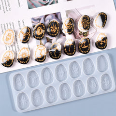 Witch's Runes Stones Silicone Mold for Resin Art (14 Cavity) | Carved Magick Stones Mould | Divination Mold | Witchcraft (25mm x 34mm)