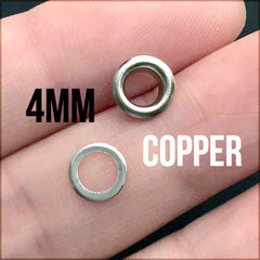 4mm Copper Grommets and Washers | Silver Eyelets for Leather Craft | Handmade Supplies (50 sets / Silver)