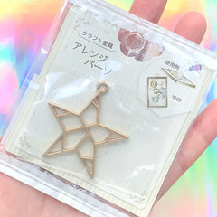 Star Geometric Open Bezel Charm | Geometry Deco Frame for UV Resin Filling | Resin Jewelry Making (1 piece / Gold / 40mm x 42mm)