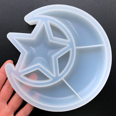 Moon and Star Trinket Dish Silicone Mold | Kawaii Jewelry Tray Mould | Magical Girl Home Decor | Resin Art Supplies (158mm x 155mm)
