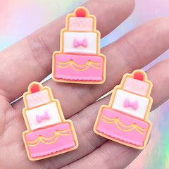 Dollhouse Miniature Sweet Cabochon | Wedding Cake Sugar Cookie Embellishment | Mini Food Craft (3 pcs / 20mm x 28mm)
