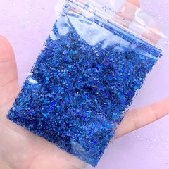 Iridescent Flakes | Glittery Embellishment for Resin Craft | Aurora Borealis Irregular Confetti | Holographic Sprinkles (AB Dark Blue / 10g)