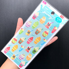Cafe Dessert Stickers | Yummy Food Sticker | Ice Cream Parfait Sundae Ice Coffee Sticker | Kawaii Sweets Sticker