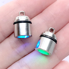 Colorful LED Light Charm | Color Changing LED Light Pendant | Kawaii Resin Jewelry Supplies (2 pieces)