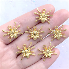 Small Spider Charm | Insect Pendant | Halloween Wine Glass Charm DIY | Creepy Cute Jewellery DIY (6 pcs / Gold / 20mm x 15mm)