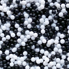 Miniature Sugar Pearl Sprinkles | Faux Bubblegum Candies | Fake Dragee Toppings for Doll Food Making | Dollhouse Gumball (Black White / 7g)