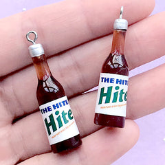 Dollhouse Korean Beer Charm | 3D Miniature Beverage Bottle | 1:12 Scale Doll House Drink | Faux Food Jewellery (2 pcs / 10mm x 40mm)